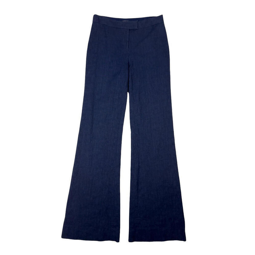 Diane Von Furstenberg Wide Leg Cotton Textured Trousers Blue Size 2 US | 28x34
